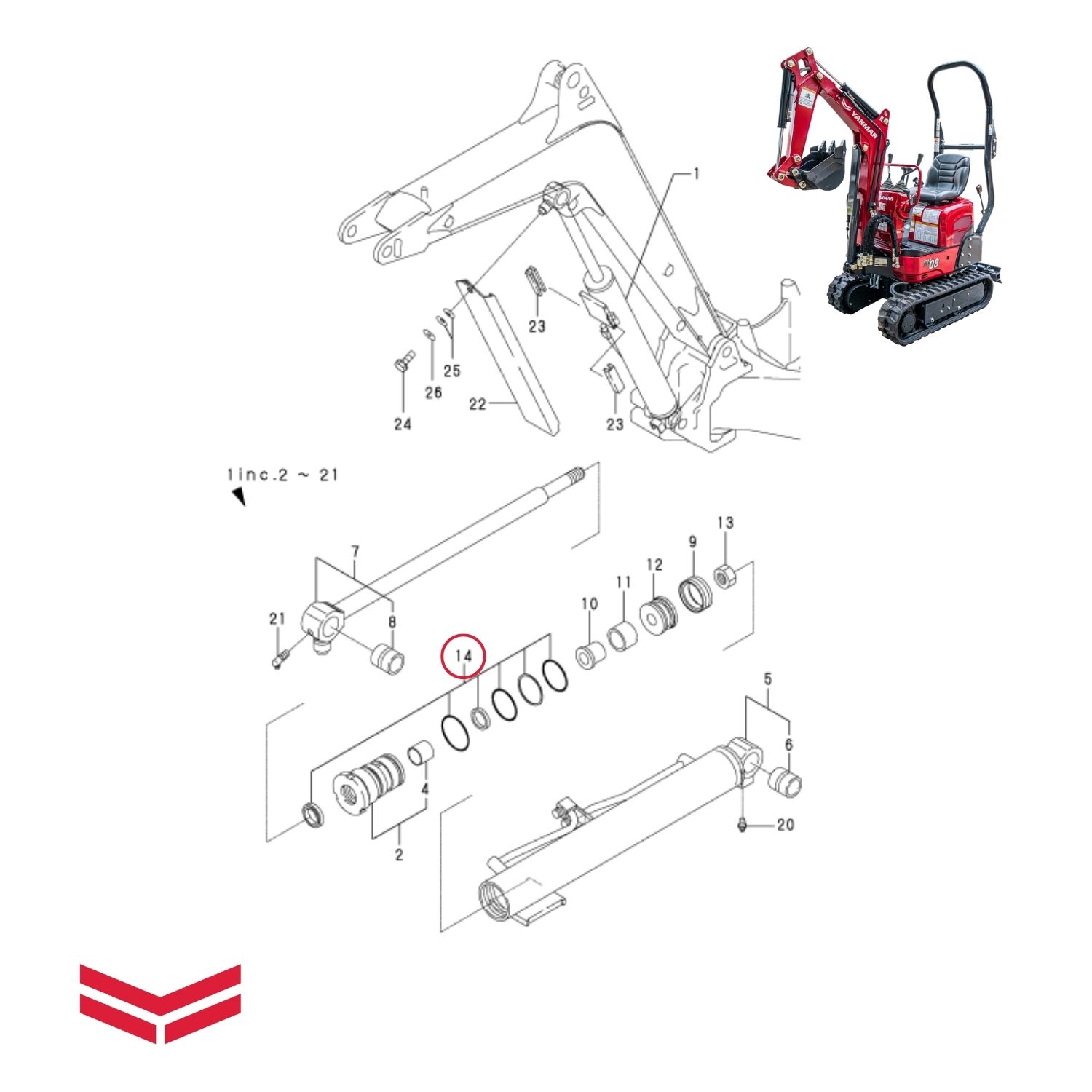 Reparo do Cilindro da Lança para Mini Esc...